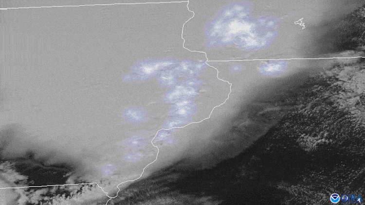 This animation from NOAA’s GOES-East satellite shows lightning from the storms in a derecho moving across the Midwest on August 10, 2020. More than 1 million homes and businesses lost power due to the storms. | Credit: NOAA