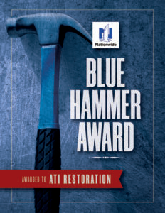 Nationwide Blue Hammer Award awarded to ATI Restoration.