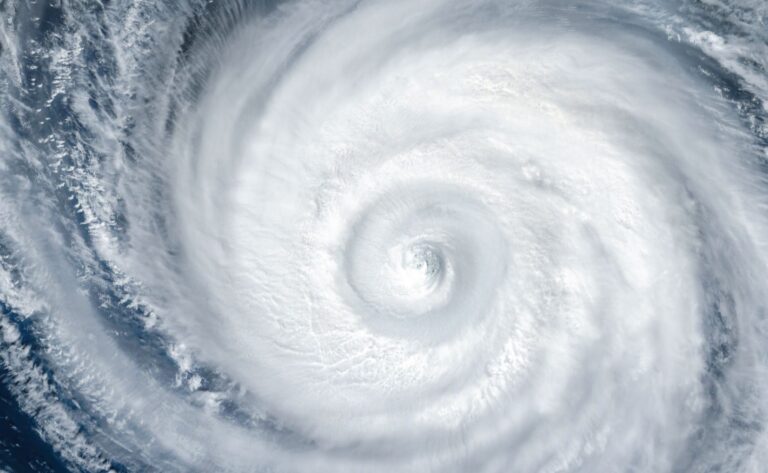 Satellite image of a hurricane.