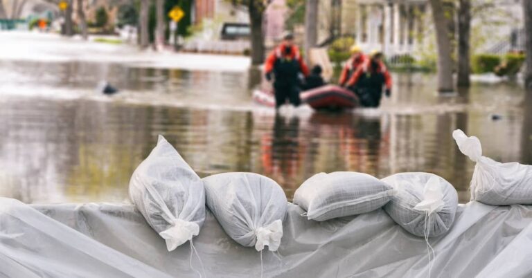 Sandbags to protect a property from catastrophic flooding | ATI Restoration