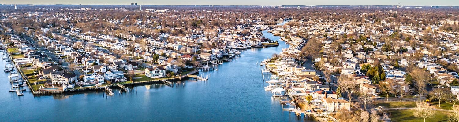 Aerial view of Long Island in New York