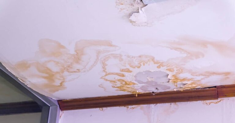 Water damage to ceiling requiring urgent attention | ATI Restoration