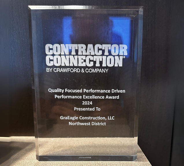 2024 Contractor Connection Performance Excellence Award presented to GraEagle Construction, LLC, Northwest District.