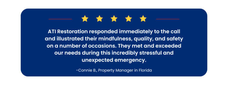 Five-star review: ATI Restoration provided immediate, mindful, high-quality, and safe service during a stressful emergency, exceeding expectations.